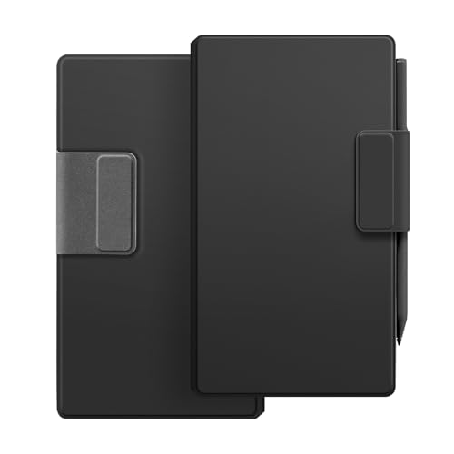 Hülle für Remarkable Paper Pro Move, Premium-Leder-Folio mit Stifthalter, der Sich in den Rücken falzt, Auto Wake/Sleep, Mikrofaserfutter, Flip-Design, Starker Magnet (Leathers Schwarz)