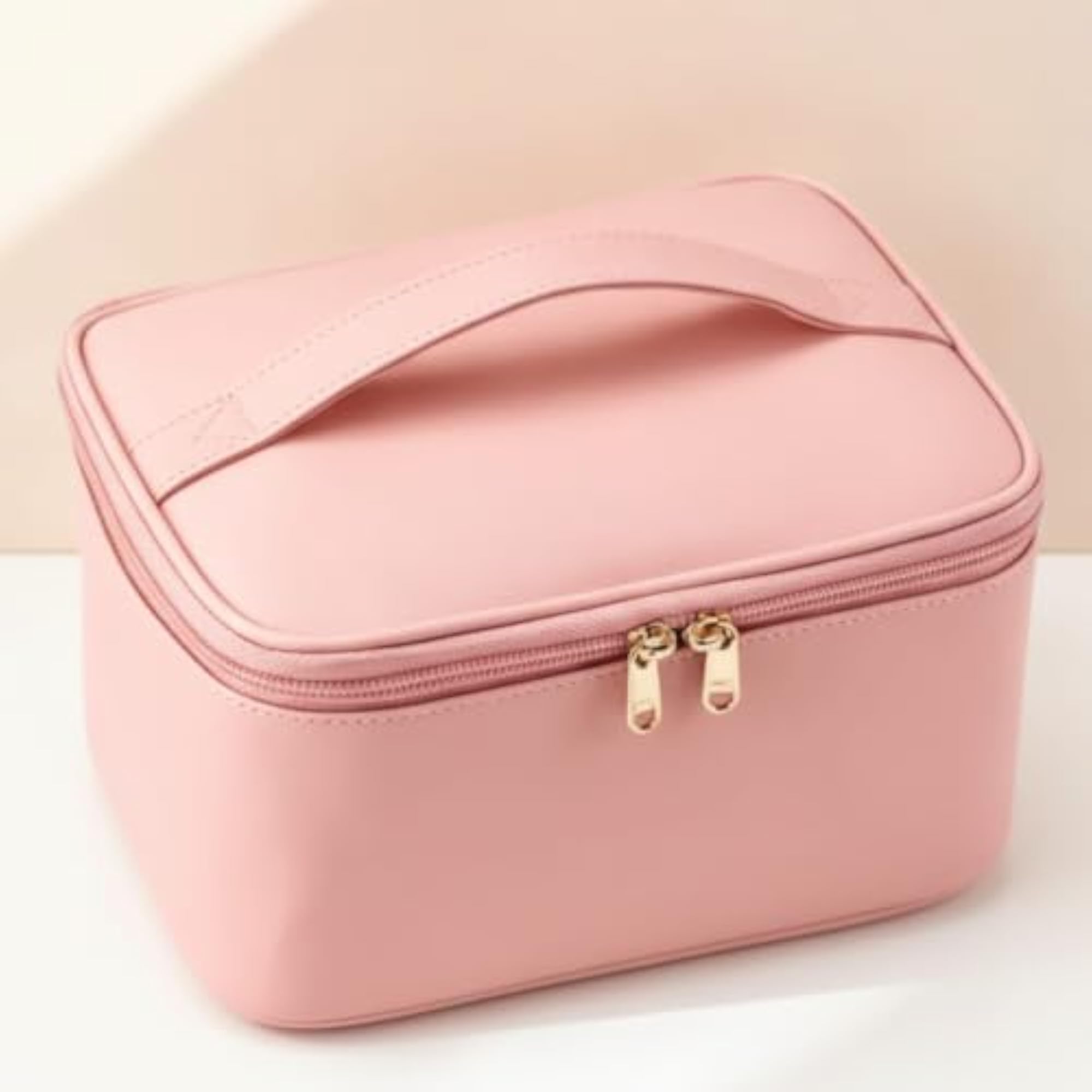 Waterproof Makeup Bag with Brush Slots, Portable Cosmetic Case