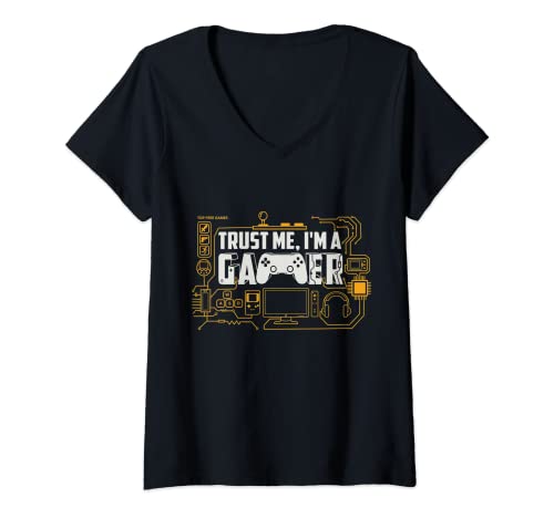 Donna Trust Me I'm A Gamer, I Love Gaming, Games Joystick Gaming Maglietta con Collo a V