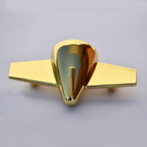 Image of Saugat Traders Airplane Table Clock Showpiece - Analog Aeroplane Clock for Office Desk, Study Table - Corporate Gift for Client, Employees, Men, Boys (Golden), Stainless Steel, 10x5 Cm