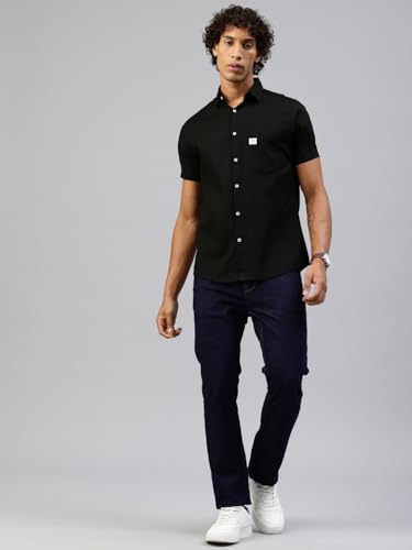 Image of Majestic Man Men Slim Fit Pure Cotton Solid Half Sleeve Casual Shirt