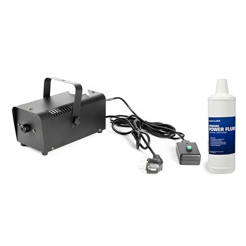 PURElight Nebelmaschine Set Fog 400, 400 Watt Heizleistung, 70 m³/min Ausstoß, inklusive 1L Fluid und Fernbedienung, rausnehmbarer Kanister, Ideal für Events, Bühnen, Partys