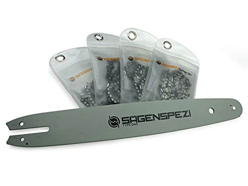 Juego de espada de 25 cm Drive con 4 cadenas de medio cincelado 1/4 "NP 56TG 1,1 mm, apto para Stihl MS151