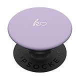 White Initial Letter K Heart Minimalist Light Pastel Purple PopSockets PopGrip: Swappable Grip for...