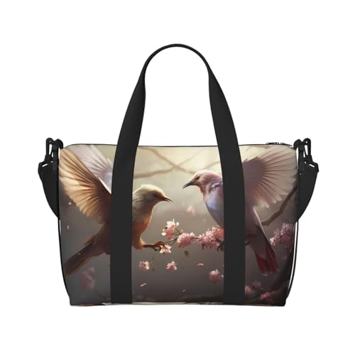 Phayah Bird On Flower Branch Crossbody Travel Bag Overnighter Duffel Bags Carry On Size Ideal For School Or Overnight Travel Bag2