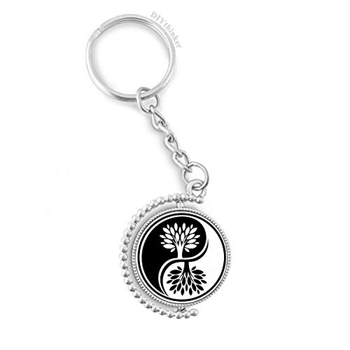 Porte-clés Yin-Yang bouddhisme blanc rotatif de 3 x 9 cm