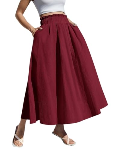 Trend Women's Summer Basic Skirt Casual A-Line Midi Skirt For Summer Fits Beach High Waist For Beach