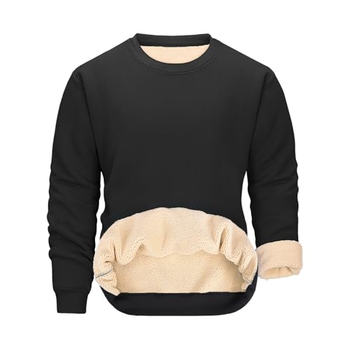 Svanco Pullover Herren Winter - Rundhals, Langarm, Fleece Gefüttert &...