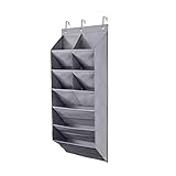 Hapihom Sac à chaussures mural avec crochets, multifonction, gain de place, multi couches, sac de rangement suspendu, organiseur gris, 9 compartiments