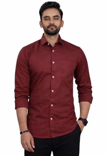 Image of Men Cotton Blend Full Sleeve Shirt for Man | Casual Business Party Festival Regular Fit, Long Sleeve with Chest Pocke | Formal Shirt for Men