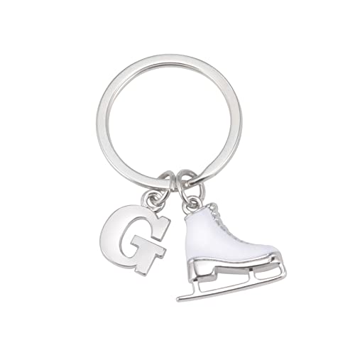 LIKGREAT Pattino di ghiaccio portachiavi figura pattinaggio Keychains iniziale pattinaggio su ghiaccio fascino portachiavi inverno Natale decorazione regali per le donne ragazze (G)