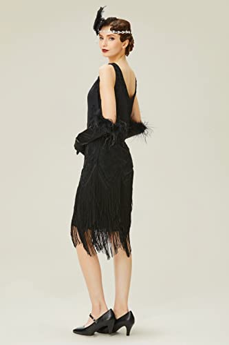 Image of BABEYOND 1920s Flapper Dress Roaring 20s Great Gatsby Costume Dress Fringed Embellished Dress