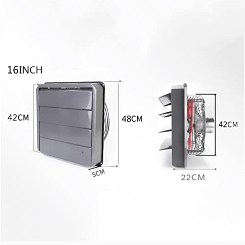 Ventilador Extractor con Persiana, ventilador extractor potente de 12/14/16 pulgadas, ventilador industrial metálico para el hogar con cubierta protectora de malla, 16 pulgadas miniatura 3