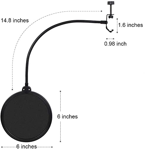 Mikrofon Popschutz, Mic Windschutz Schaum Windschutzscheibe Pop Filter, Windschutz mit flexiblem 360°Hals und… - Image 3