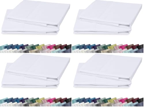 Image of California Design Den Standard Queen Size Pillowcase Set - 400 Thread Count, 100% Cotton Sateen, Set of 2 Pillow Covers, Soft and Breathable - Bright White (Pack of 4)