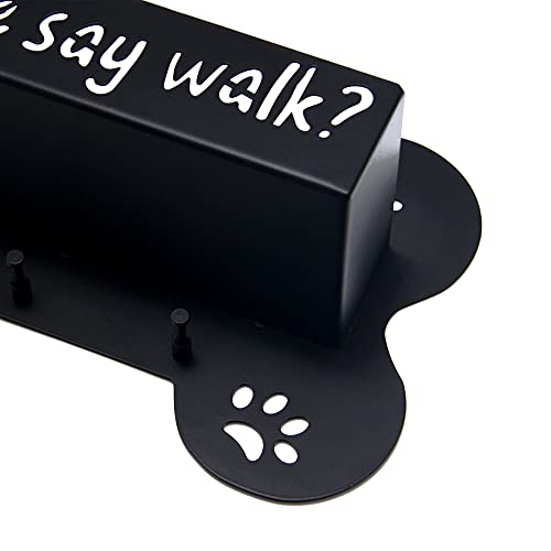 Dog Leash Holder for Wall Decorative - Black Bone Shape Wall Mount Decor with 4 Hooks for Key and Leash Rack Hangers with Storage Shelf (Style 1) - Image 4