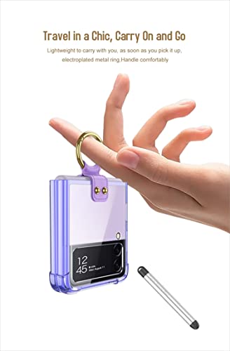 FTRONGRT Capa para Samsung Galaxy Z Flip 4 5G, PC rígido transparente, com caneta capacitiva, com su