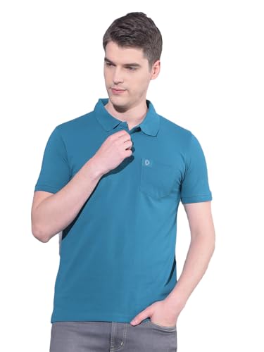 Image of Dollar Men's Pack of 1 Solid Cotton Blend Polo Neck T-Shirt