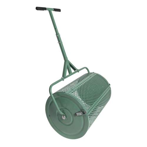 Cstern Esparcidor De Compostaje De 75 L con Asa,con Bloqueo Lateral para Esparcir Fertilizante,Multiusos, Red De Metal, Esparcidor De Abono, Rodillo De Semillas, Esparcidor De Semillas, Color Verde