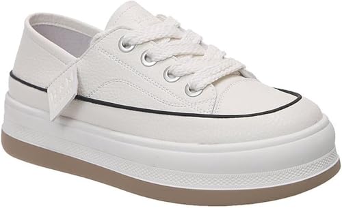 Women's Platform Sneakers - Lace-Up Flat Shoes for Walking & Casual Wear | Anti-Slip Low Top Tennis Shoes, Fashion Comfortable Sneakers