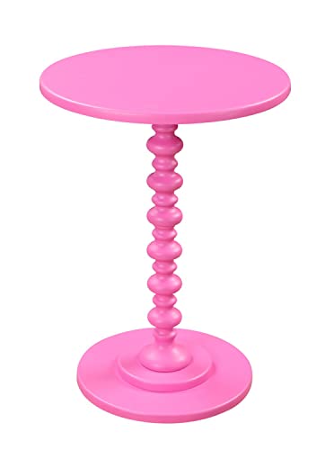 Image of Convenience Concepts Palm Beach Spindle Table 17.75 inch - Traditional Round End Table for Living Room, Turned Solid Wood Side Table, Classic Display Pedestal Table, Pink