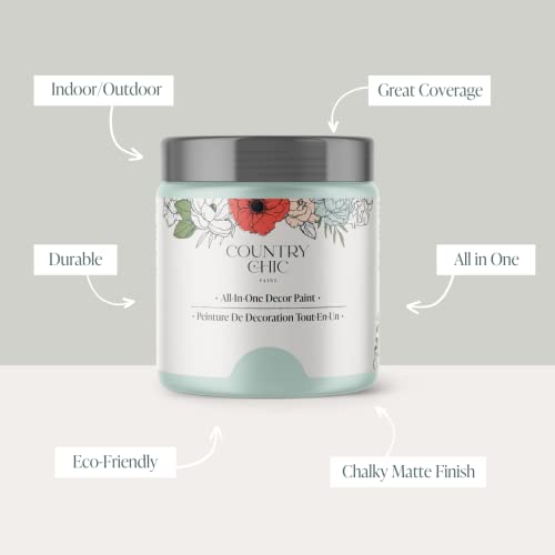 Country Chic All-in-One Chalk Paint for Furniture, Cabinets, Home Decor, Eco-Friendly, Matte Finish, Built-In Primer & Top Coat for Wood, Metal - Fancy Frock (Light Blue) - Pint 16 oz (475 ml)