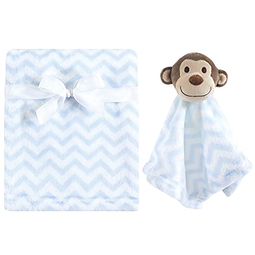 Image of Hudson Baby Unisex Baby Plush Blanket with Security Blanket, Blue, One Size