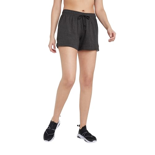 Champion Women's 4' Lounge Shorts, Standard Fit, Lightweight, Available in Regular and Plus, Granite Heather - C Logo, Large