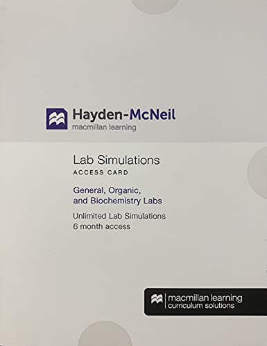 Hayden-McNeil Lab Simulations Access Card - General, Organic, and Biochemistry Labs, 6 month access