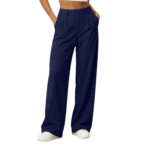 Womens Straight Wide Leg Dress Pants High Waisted Business Casual Trousers - image 1