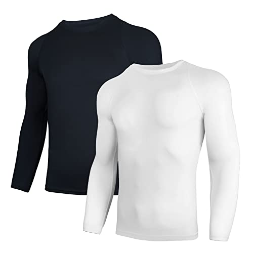AMZSPORT Herren 2er Pack Kompressionsshirt Langarm Funktionsshirt...