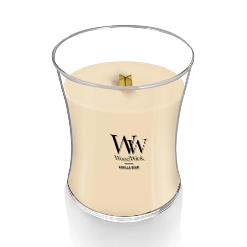 WoodWick Medium Hourglass Candle, Vanilla Bean - Premium Soy Blend Wax, Pluswick Innovation Wood Wick, Perfect for Gifting and Aesthetically Pleasing Decor