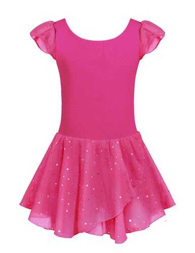 Image of Arshiner Girls Ruffle Sleeve Ballet Dance Dress Tutu Skirted Leotard