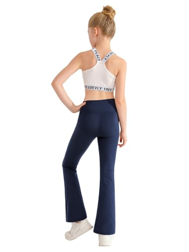 Girls Flare Leggings Crossover High Waisted Bootcut Athletic Workout Dance Yoga Pants Preppy Bell Bottoms,No Pockets2