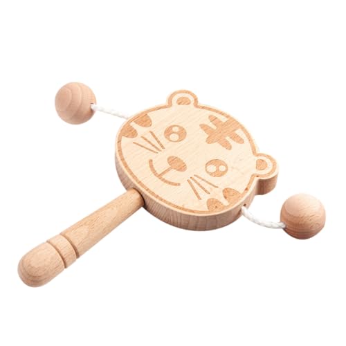 BESPORTBLE Sonajero de Madera para Bebés Instrumento Musical Educativo Temprano Campana de Agarre para Juguete Sensorial de Animal Doble Cara Desarrollo Cognitivo y Coordinación Visual-mano