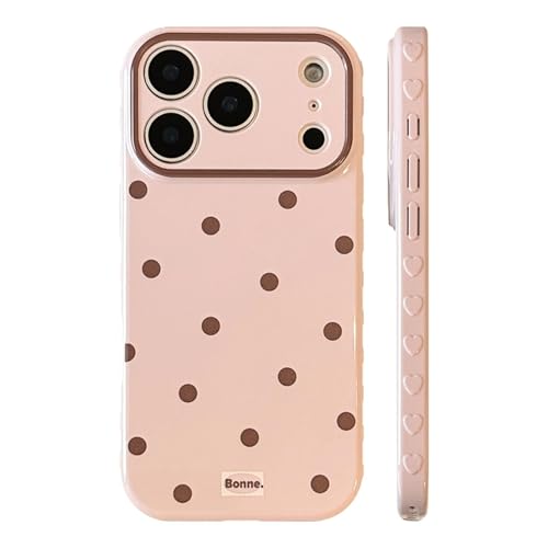 COOWEEK Polka Dot Case Compatible with iPhone Air, 3D Heart Side & Camera Protection, Soft Silicone Cover, Aesthetic Style - Pink