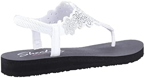 Skechers Cali Women's womens Meditation - Floral Lover Flip Flop, White/Silver, 9 US | Image 3