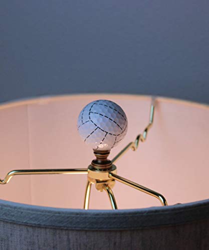 Image of Volleyball Lamp Finial, White with Black Stripes, 2.25 inchh