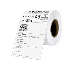 Volunx Thermal Shipping Labels Roll, 4x6 Inch, 500 Labels, 100x150mm, Strong Adhesive, Waterproof, BPA-Free, Compatible with Zebra, Dymo 4XL, Rollo, MUNBYN (1 Roll - 500 Labels)