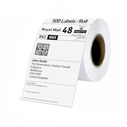 Volunx Thermal Shipping Labels Roll 4x6 Inch 500 Labels 100x150mm Strong Adhesive Waterproof BPA-Free Compatible with Zebra Dymo 4XL Rollo MUNBYN (1 Roll - 500 Labels)