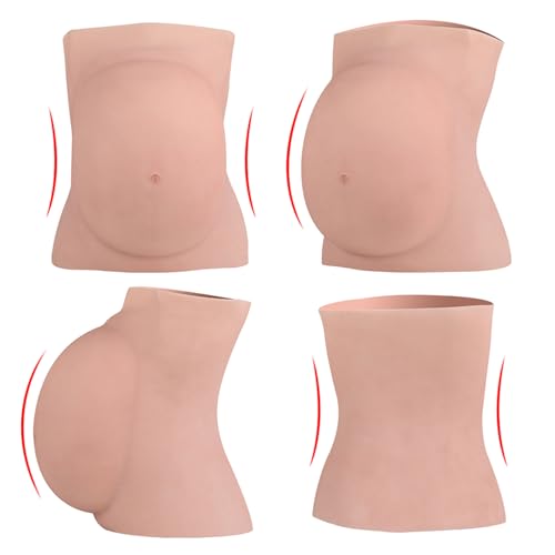 BodhiTCM Silicone Pregnant Belly 6,9 Month Artificial Fake Pregnancy with Realistic Texture for Movie Props, Performance, Training and Faking Pregnancy (Brown, 9 months)
