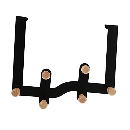 BELLIFFY 6 Door Hook Hooks for Clothes Outdoor Towel Rack Hanging Coat Mounted Coat Rack for Wall Clothes Rack Purse Hooks Over Door Coat Rack Door Hanger Hook Towel Hanger Black Wood