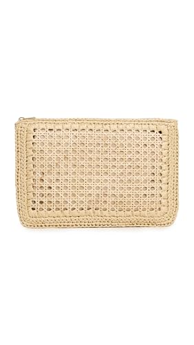Caterina bertini Women's Woven Clutch, Nat, Tan, One Size