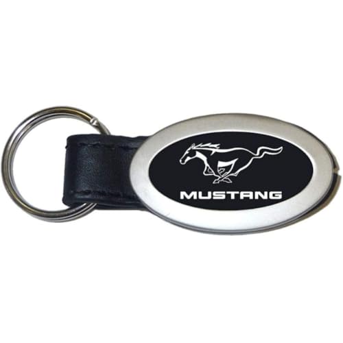 AU-TOMOTIVE GOLD Mustang Black Oval Leather Key Chain [Authorized Seller]