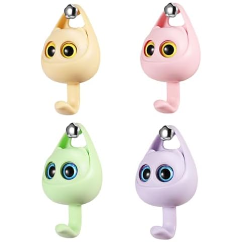 TalkiiWith Creative Adhesive Coat Hooks，4Pcs Wink Cat Hooks for Hanging Towels, Hats,Coat,Cloth Bags, Belts, Key, for Wall Hanging（Pink+Yellow+Purple+Green） Cover
