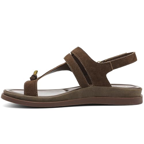 Image of UBFEN Womens Thong Sandals with Toe Loop Heel Strap for Beach | Dressy Casual Flat Flip Flops with Back Strap, Cushioned Footbed for Comfortable Summer Walking