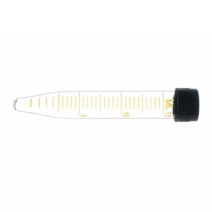 15ml Glass Centrifuge Tubes with Screw Cap - High Temp Resistant, Pack of 10, 18mm Diameter for Laboratory Analysis(Bottom Tip)