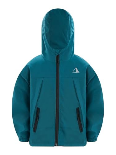 Hansber Kids Boys Girls Breathable Waterproof Hooded Jacket Long Sleeve Zipper Windbreaker Hiking Jacket4