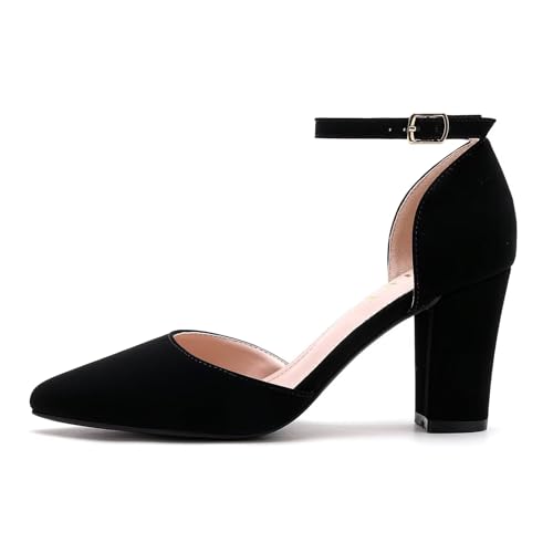 HKL Women's Closed Toe Pointed Heels Pumps4