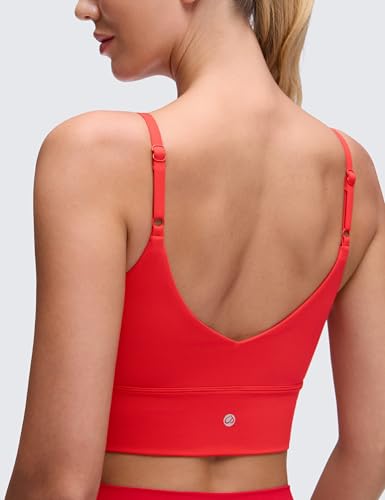 Image of CRZ YOGA V Back Longline Sports Bras | Medium Support, Removable Pads, Yoga, Brushed, Scoop Neck, Spaghetti Straps, for Women